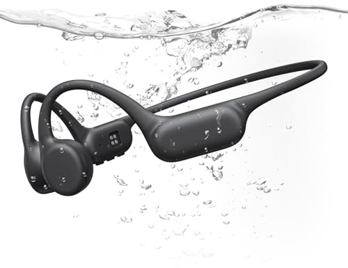 PSIER Bone Conduction Headphones IPX8 Waterproof Swimming Headphones Open Ear Headphones with MP3 Mode 32GB Memory Up to 8 Hours Playtime Bluetooth 6.0 Ear Buds Secure Fit for Running and Fitness