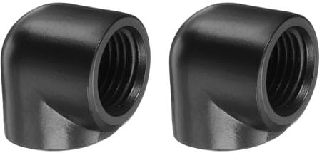 sourcing map 2pcs 90 Degree Elbow Water Cooling Adapter G1/4 Thread Female to Female Compression Connector Fitting Copper Extender Fitting for Computer PC Water Cooling System, Black