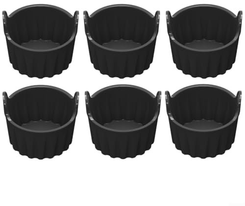 Lot de 6 moules à muffins en silicone réutilisables et faciles à nettoyer Noir 6,5 x 7 cm