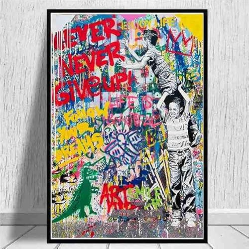 ARTHOMECANVAS Never Give Up - Banksy (Kopie) - 80 x 120 cm