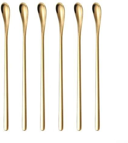 ZiStarlilife Lot de 6 cuillères à mélanger de 19,3 cm de long pour faire fondre la cire, le savon, les travaux manuels, les ustensiles de cuisine, les tiges de mélange (doré)
