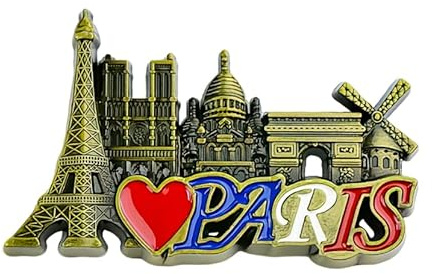 Tivleed Paris Souvenir Metal Fridge Magnet - 3D Iconic French Landmark Design (Eiffel Tower & More) | Travel Keepsake & Decorative Refrigerator Magnet (8×4.8cm)