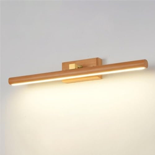 Spiegelleuchte Spiegellampe LED-Linear-Badezimmer-Wandleuchte, minimalistische lineare Wandleuchte, Holz-Waschtischleuchte, lange Bauernhaus-Wandlampe for Schrank, Schlafzimmer, Küche(Wood Color,60cm