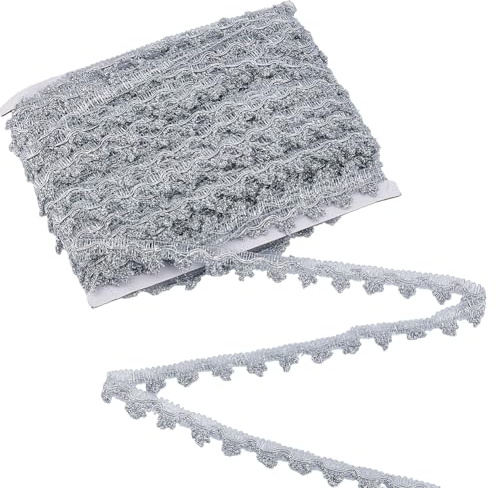 Hobbspring 50 Yards Metallisch Geflochtene Spitzenborte Silbernes Kronen Spitzenband Verziert Mit Metallischem Wirbelbesatz Für DIY Hochzeit Kostüm Nähen Herstellen von Blumenstraußverzierungen