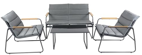 VCM 4-piece set lounge garden furniture set garden set seating group balcony furniture seat cushions Gray