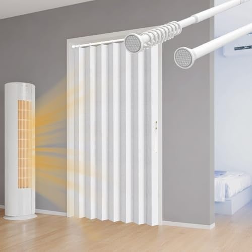 Jilron Magnet Türvorhang Blickdicht – Einfache Montage ohne Bohren mit Stange fürs Schlafzimmer(Weiß-H198 x B106 cm) 1er-Pack
