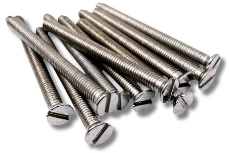 M3.5 x 40mm Polished Chrome Electrical Machine Screws - Pack of 10 | Suitable for Light Switch & Plug Socket Faceplates - Flat Head