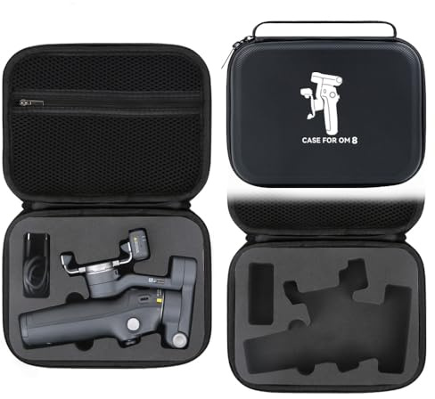 Hesupy Tragetasche für DJI Osmo Mobile 8, Reise-Aufbewahrungstasche, wasserdichte PU-Schutzhülle, tragbare Reise-Organizer-Box, stoßfest, Hartschale für OM8 Gimbal-Stabilisator, Schwarz , Tragetasche