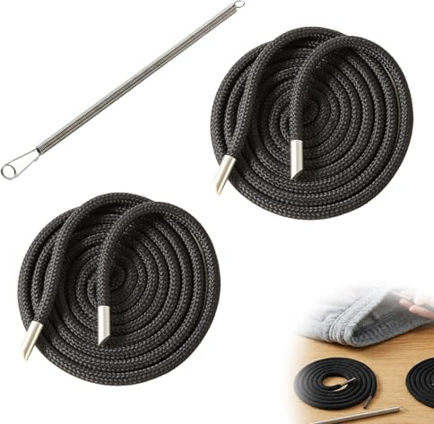 Jetstream 2 Stück Schwarze Kordel für Jogginghose, 150 cm Kordel für Hoodie und Jogginghose, kompatibel mit Badehosen, Bundhosen, Sweatshirts, Jogginghosen und Kapuzenpullover, Schwarz