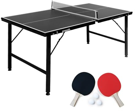 sweeek - Mini-Tischtennisplatte 150x75 cm Indoor, mit 4 Schlägern und 6 Bällen, für den Innenbereich