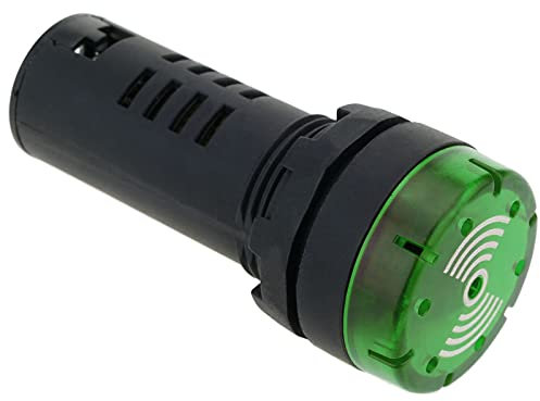 BeMatik - Pilote LED indicateur Clignotant avec Buzzer-Alarme 22mm 220 VAC pour Panneaux Lumiere Vert