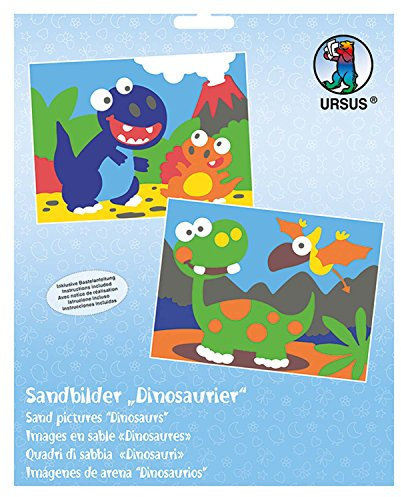 Ursus 8410004 - Sandbilder Dinosaurier, Set mit 2 Bildern und Sand in 10 verschiedenen Farben, fördert die feinmotorischen Fähigkeiten, ideal als Beschäftigung an Regentagen oder zum Verschenken
