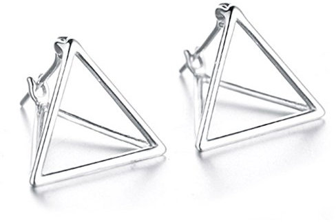 Helen de Lete Geometrisches Dreieck 3D 925 Sterling Silber Ohrringe