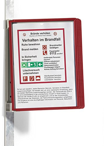 Durable Sichttafelwandhalter (Vario Magnet Wall 5, mit 5 Sichttafeln A4) rot, 591403