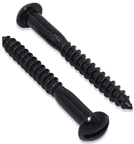 Pack of 50, 8g x 1 Traditional Slot Pan Round Head Black Japanned Wood Screws