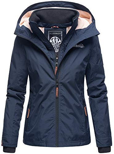 MARIKOO Damen Übergangsjacke Outdoor Regenjacke Fleece Jacke Gefüttert Kapuze XS - XXL ERDBEERE