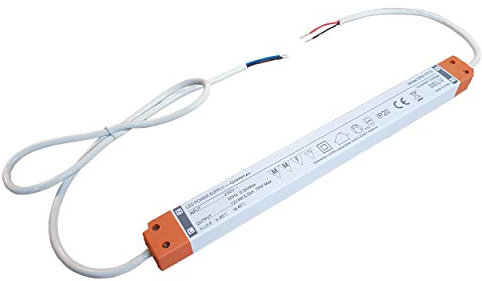 LED Trafo 12V, 75 Watt, Netzteil/Treiber/Driver für LED Beleuchtung im Bad, Schlafzimmer, Wohnzimmer, 230V auf 12V, slim 2x3x32 cm