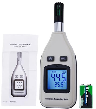 Handheld Digitaler Feuchtigkeits- und Temperaturmessgerät 0~100% RH / -30~70 ° C (-22~158 ° F) 3,7 cm Hygrometer für Meteorologie im Haushalt, Labor, Lager uvm.