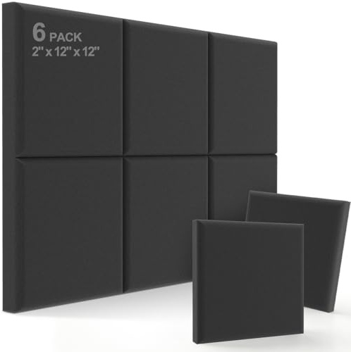 JBER Acoustic Studio Foam, 6 Pack 2 X 12 X 12 Round C-Panel Sound Foam Panels Soundproofing Treatment Studio Wall Padding Sound Absorbing Fireproof Pyramid Wedge Tiles