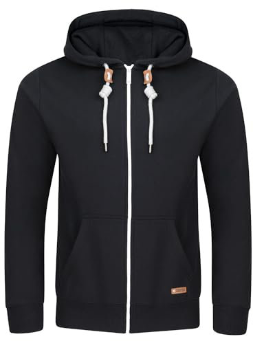 riverso Sweatjacke Herren mit Kapuze Reißverschluss Regular Fit RIVThilo Kapuzenjacke Schwarz M, Größe:M, Farbe:Black
