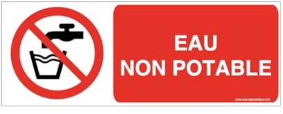 AUA SIGNALETIQUE - Eau non potable P005-B - 160x60 mm, Aluminium Dibond 3mm
