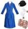 MAGISCH VIKTORIANISCHES KINDERMÄDCHEN KOSTÜM FÜR DAMEN. WELTBUCHTAG / BUCHWOCHEN CHARAKTER FÜR FRAUEN. JACKE + ROCK + GÄNSEBLÜMCHEN HUT + HANDSCHUHE + FALSCH LEDER TASCHE. GRÖẞE: MITTEL