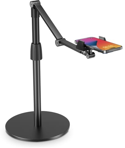 SupeDesk Soporte superior para teléfono, soporte ajustable para teléfono celular, multiángulo, ajustable en 3 partes, soporte de grabación horizontal, compatible con teléfono/tableta/iPad/iPhone de