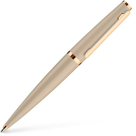 Otto Hutt 001-11305 - Kugelschreiber Design 06 Aluminium Sand-Rosegold 13,8 cm, Minengröße M, Schriftfarbe Blau