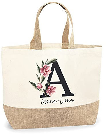 personalisierte Jute Tasche mit Name personalisiert, Weihnachten, Mama, Mom, Shopper Bag XXL, Geschenkidee beste Freundin, zum Umhängen,