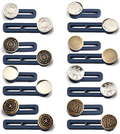 Csirnto Hosenbunderweiterung Knöpfe 16 Stück Hosenbunderweiterung Verstellbarer Erweiterung Hosenknopf Hosenknopf Verlängerung Silikon Elastic Jeansknöpfe Einziehbare Knöpfe Hosenbunderweiterung