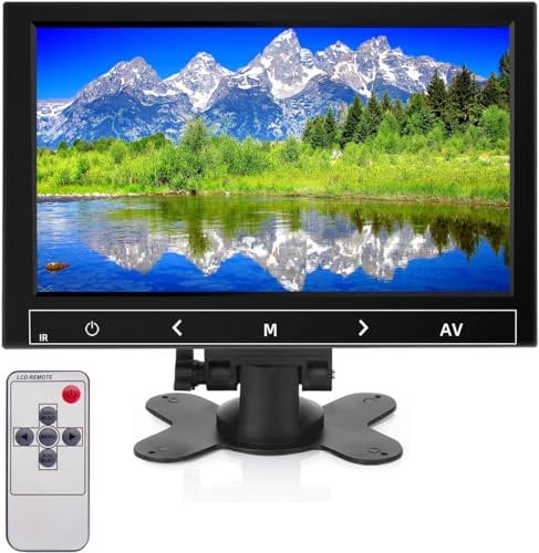 AISHICHEN CCTV Mini Monitor - 7 inch, 1024X600, 60Hz, 5ms, Built-in Speakers, Portable w/VGA/AV/HDMI/BNC/USB Input, Raspberry Pi Monitor w/Remote Control
