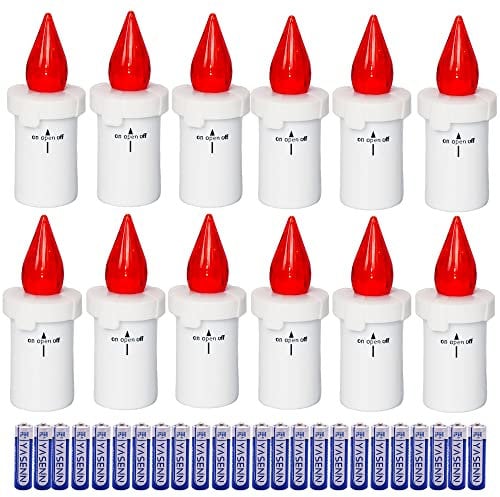 12pcs Candele LED - Elettrico a LED Stilo, Candela tomba alimentate a batteria della luce per cimitero, Durata 90 Giorni per la decorazione devozionale della tomba12xø4.5 cm