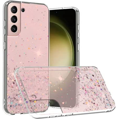 Compatibile con Cover Samsung S22 Glitter Trasparente,Custodia Samsung Galaxy S22 Sottile Silicone Brillantini Case (rosa)