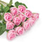 OWLKELA 12 Stück künstliche Rosen, künstliche Flanellblumen, einzelner langer Stiel blüht mit Rosenknospen, realistische dekorative Blumen für Hochzeit, Garten, Geburtstagsparty-Dekoration (rosa)
