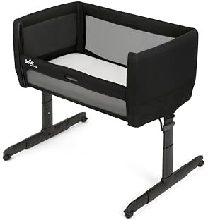 Joie roomie™ Go Beistellbett – Kompakt faltbar, mit anhebb- & absenkbarer Seite, beruhigender Neigungsfunktion & 5-facher Höhenverstellung, leichtes Design für Neugeborene (0–9 kg) (Shale)
