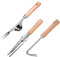 AVCXEC 3 Pcs Désherbeur Manuel, Manuelle Désherbage Racine Fourche en Acier Inoxydable avec Outil de Manche en Bois, Arrache Pissenlit de Jardin pour Le Désherbage Rapide des Sols de Pelouse