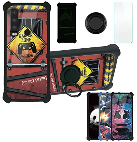 Aroepurt Hülle Für Cat S75 hülle Kompatibel mit Cat S75 Hülle Case Handyhülle Schutzhülle Cover [Mit 9H Härte HD Schutzfolie] PC + Silikon Ständer YGH-JGP