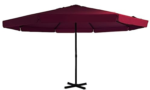 KOIECETA Sonnenschirm mit Aluminium-Mast Kurbelsystem Ampelschirm Marktschirm Gartenschirm Balkonschirm Terrassenschirm Schirm (Bordeauxrot, 500cm)