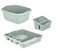 Aurora - Plastic Rectangular Washing Up Bowl, Large Dish Drainer Rack Plate Holder Kitchen Sink & Large Sink Tidy Cutlery Drainer Holder Caddy Set of 3 (Silver Sage)