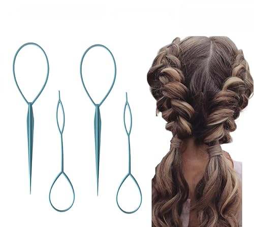 4er Set Hairtwister Haardreher Frisurenhilfe spektakulärer Look Topsy (4 Farben) (BLAU)