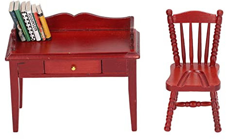 1:12 Puppenhaus-Möbel, Mini-Puppenhaus-Möbel, Schreibtisch und Stuhl-Set, Lebensechte Puppenhaus-Möbel, Dekorationsset, Lernspielzeug für Kinder