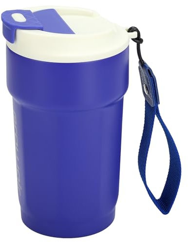 Letantôt Coffee Mug Travel Coffee Tumbler Stainless Steel Insulated Coffee Mug with Lid, 16oz/480ml Reusable Coffee Cup Travel Mug with Strap, Portable Travel Mug for Hot and Cold Drinks Blue