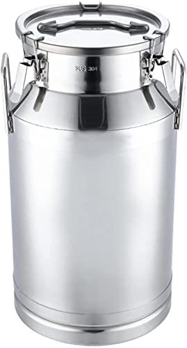 Milk Cans, 304 Stainless Steel Milk Transport Barrels Water Jug Wine Pail Oil Milk Bucket Tea Canister with Sealed Lid and Handle for Liquid Solid Storage (20L)