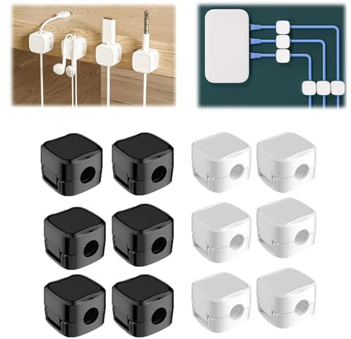Charging Cable Magnetic Cable Organizer Storage Holder, Cord Organizer- Cable Clips, for Home Office Desk (Mixed*12)