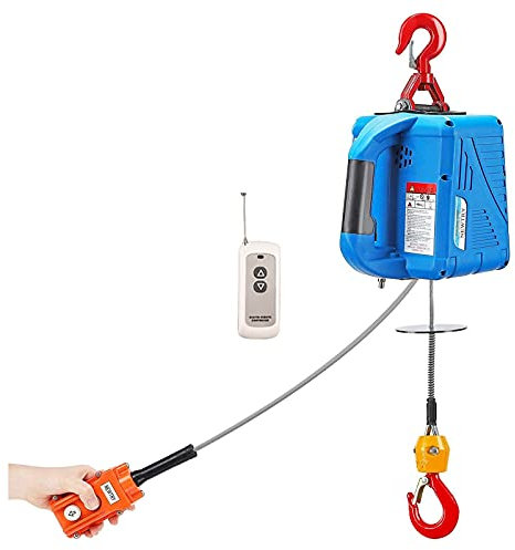 KKMNDE Tragbarer elektrischer Hebelift, 1500 W, 60 m, Ferngesteuerter elektrischer Winden-Hebekran, 5 m/min, Drahtmotor-Hebelift für Garagen und Lager, 300 kg