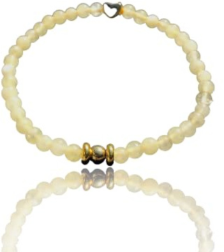 Steinfixx® - Elegantes Perlenarmband aus Topas - Hochwertiges Edelsteinarmband - handgefertigt - in edler Geschenkbox - Glück und Freude - vergoldete Edelstahlperle und vergoldetes Herz