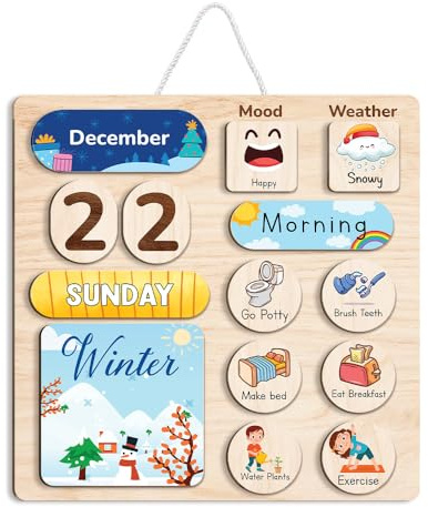 Tägliche Routinediagramm aus Holz, Kinderkalender, Routinediagramm für Kleinkinder, Routinediagramm für Kleinkinder (06)