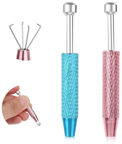 2 Stück Piercing Zange Schmuck Pinzette mit 4 Klauen Schmuck Pick up Werkzeug Anti-Rutsch Schmuck Aufhebwerkzeug für Edelsteinabholung, Pick up Piercing Kugel