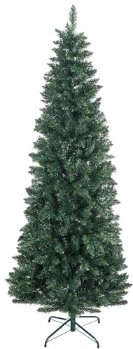 HOMCOM Künstlicher Weihnachtsbaum 210cm mit 687 Zweigen, hoher und schmaler Weihnachtsbaum mit klappbarem Sockel, grün