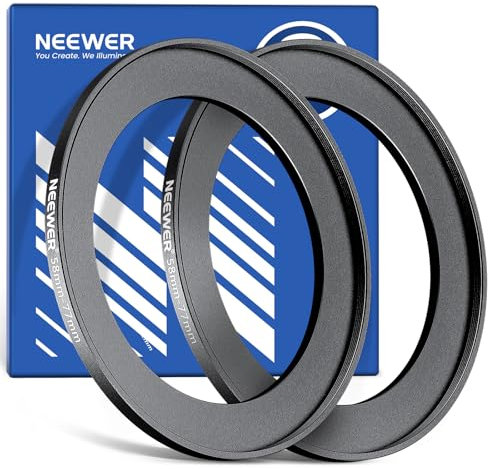 NEEWER 58-77mm Step Up Adapterring (2er Pack) mit Reinigungstuch, ultraschlanker Objektivfilter Adapterring aus Aluminiumlegierung für 58mm Kameraobjektive zur Verwendung von 77mm Filtern